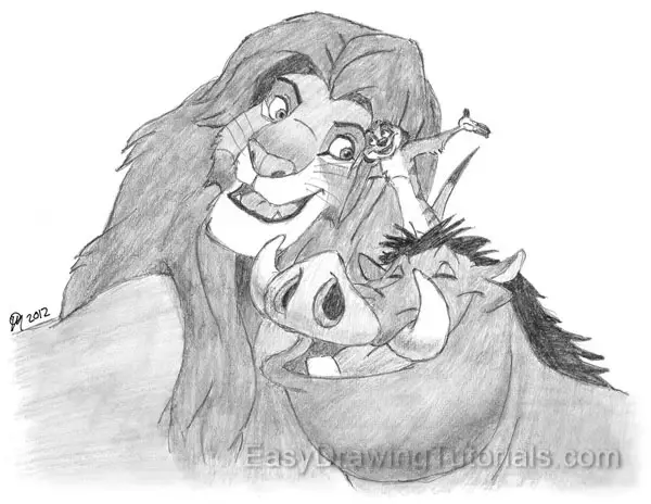 Lion King 'Friends In Need' Disney Book Illustration Color Pencil Drawing  Signed by Illustrator John Kurtz 1994 | The Cricket Gallery