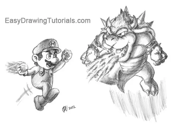 Mario Bowser Black and White
