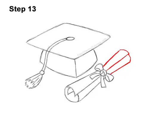 How to Draw Cartoon Graduation Cap Diploma Mortarboard 13