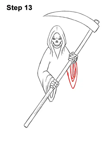 How to Draw Scary Halloween Grim Reaper Scythe Skeleton 13