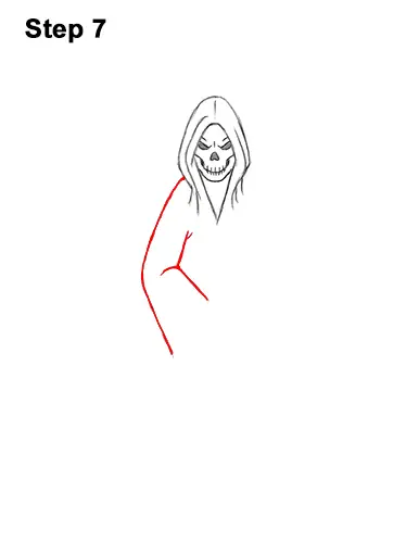 How to Draw Scary Halloween Grim Reaper Scythe Skeleton 7