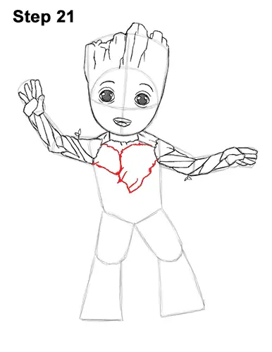 How to Draw Baby Groot Full Body Guardians of the Galaxy 21