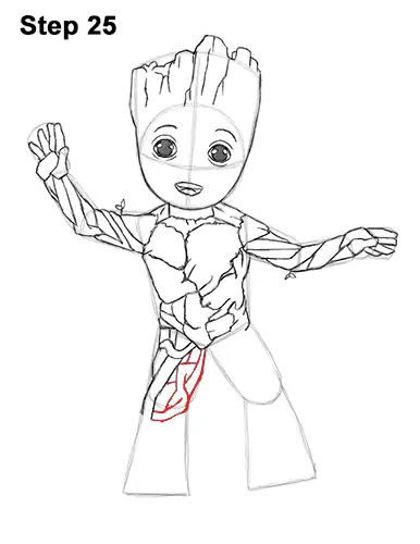 How to Draw Baby Groot Full Body Guardians of the Galaxy 25