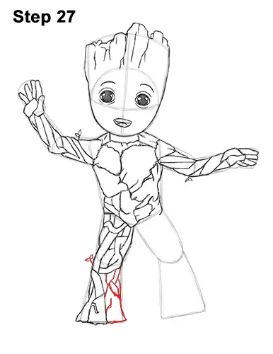 How to Draw Baby Groot Full Body Guardians of the Galaxy 27