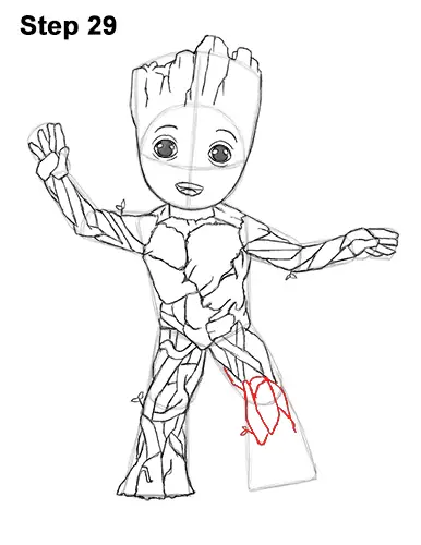 How to Draw Baby Groot Full Body Guardians of the Galaxy 29