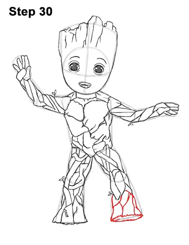 How to Draw Baby Groot Full Body Guardians of the Galaxy 30