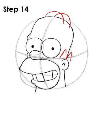 Draw Homer Simpson Step 14