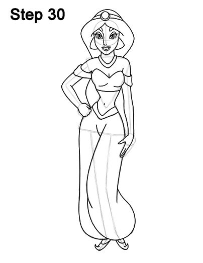 Draw Jasmine Full Body Aladdin 30