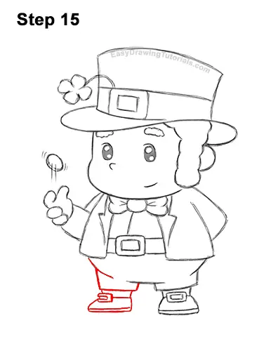 How to Draw Cartoon Cute Leprecahun Chibi 15