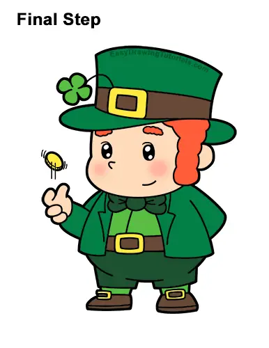 How to Draw Cartoon Cute Leprecahun Chibi