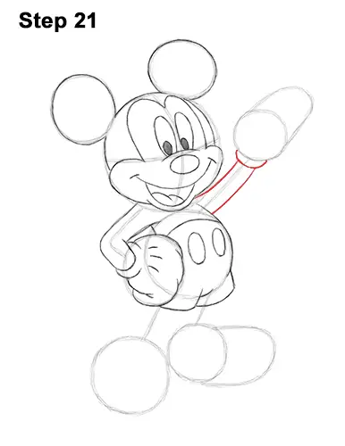How to Draw Classic Mickey Mouse Full Body Disney 21