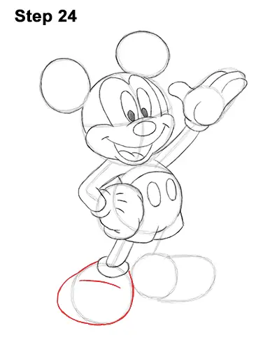 How to Draw Classic Mickey Mouse Full Body Disney 24