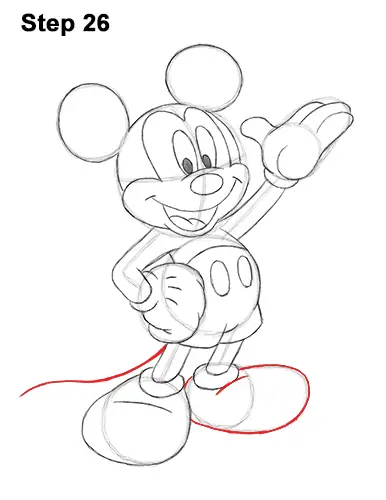 How to Draw Classic Mickey Mouse Full Body Disney 26