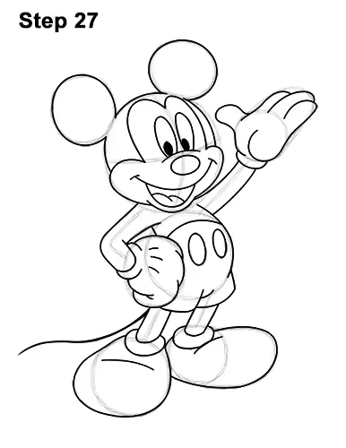 How to Draw Classic Mickey Mouse Full Body Disney 27