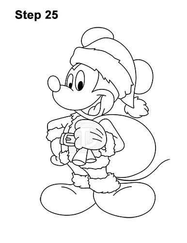 How to Draw Mickey Mouse  Christmas Santa Claus 25