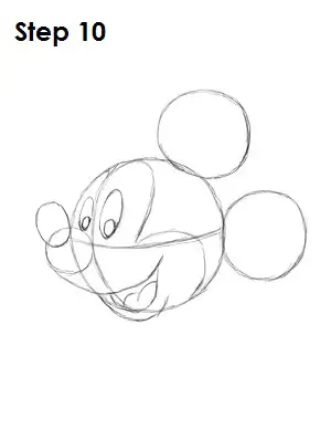 Draw Mickey Mouse Step 10