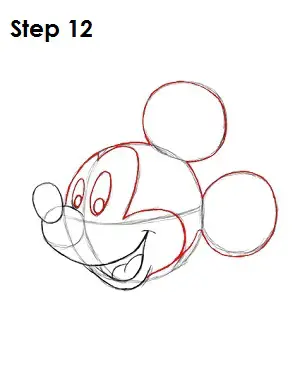 Draw Mickey Mouse Step 12