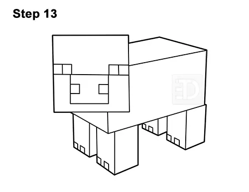 How to Draw Minecraft Pig Side View 13