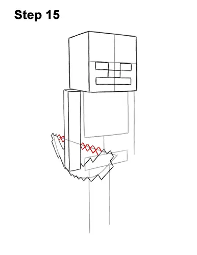 How to Draw Minecraft Skeleton Bow 15