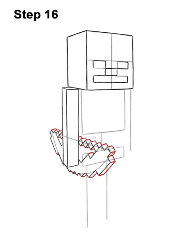 How to Draw Minecraft Skeleton Bow 16