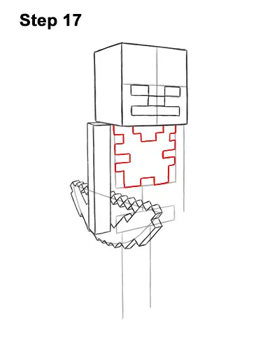 How to Draw Minecraft Skeleton Bow 17