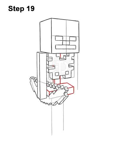 How to Draw Minecraft Skeleton Bow 19