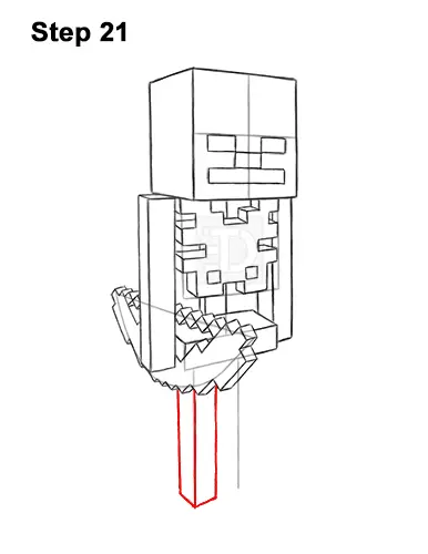 How to Draw Minecraft Skeleton Bow 21