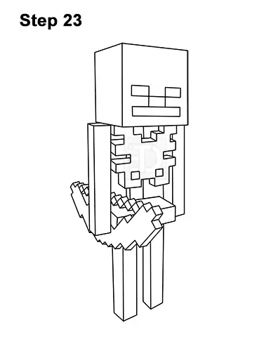 How to Draw Minecraft Skeleton Bow 23