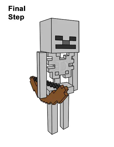 How to Draw Minecraft Skeleton Bow