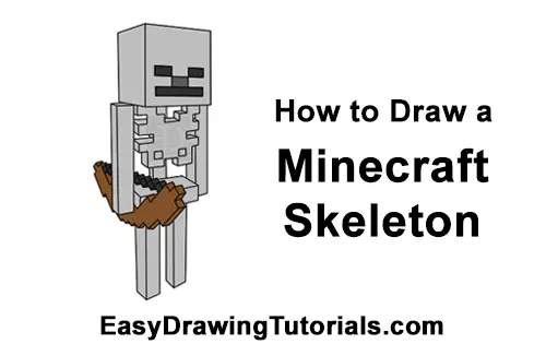 How to Draw Minecraft Skeleton Bow