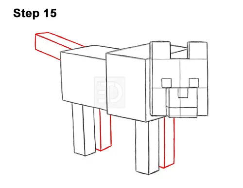 How to Draw Minecraft Dog Wolf Pet 15