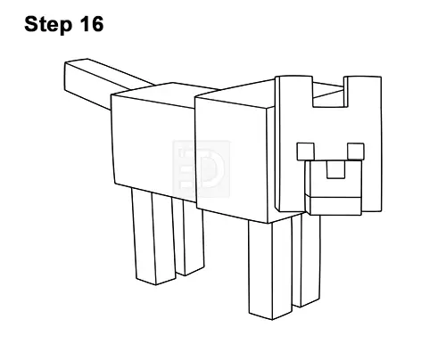 How to Draw Minecraft Dog Wolf Pet 16
