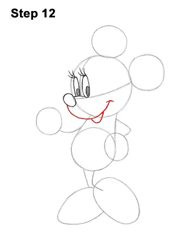 How to Draw Classic Minnie Mouse Full Body Disney 12