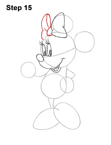 How to Draw Classic Minnie Mouse Full Body Disney 15