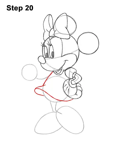 How to Draw Classic Minnie Mouse Full Body Disney 20