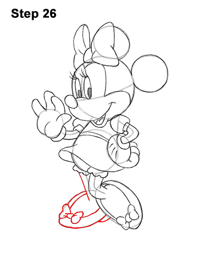 how to draw baby minnie mouse step by step