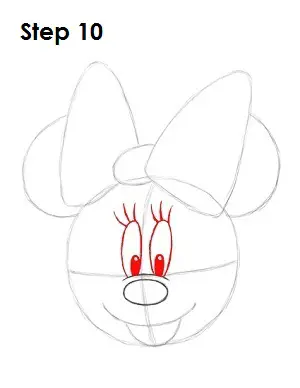 Draw Minnie Mouse Step 10