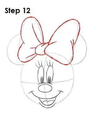 Draw Minnie Mouse Step 12