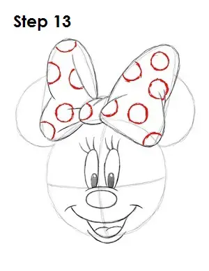 Draw Minnie Mouse Step 13