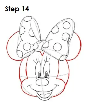 Draw Minnie Mouse Step 14