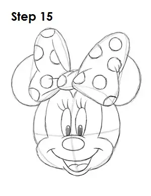 Draw Minnie Mouse Step 15