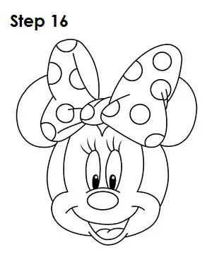 Draw Minnie Mouse Step 16