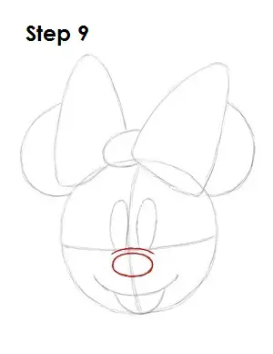Draw Minnie Mouse Step 9