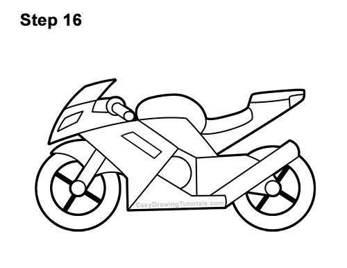How to Draw Cartoon Sport Bike Motorcycle 16