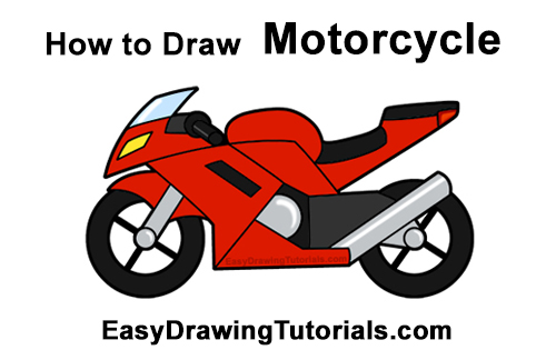 How to Draw Cartoon Sport Bike Motorcycle Red Clipart