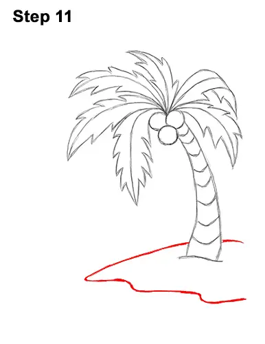 How to Draw Cartoon Palm Tree Tropical Island Beach 11