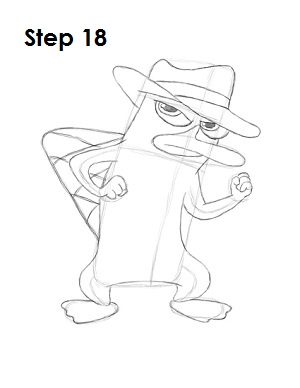 Draw Perry the Platypus Step 18