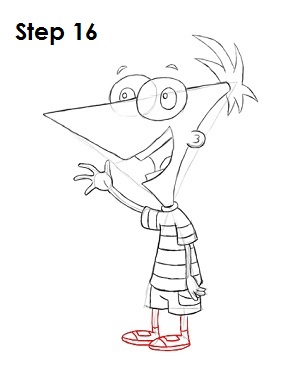 Draw Phineas Step 16