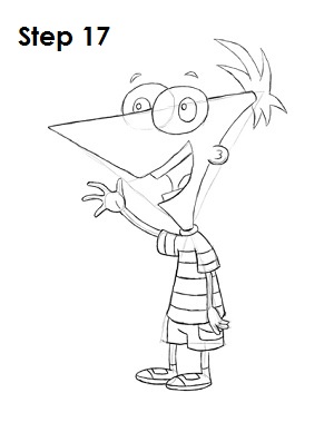 Draw Phineas Step 17