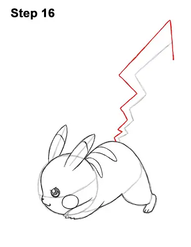 How to Draw Pikachu Pokemon Side Lightning Rod Attack Fight Battle Bold 16